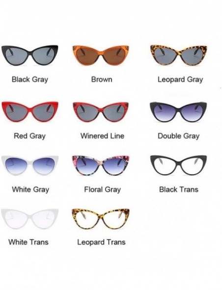 Cat Eye Cat Eye Sunglasses Women Retro Female Sun Glasses Female UV400 - Red Gray - CK198XNT8UC $8.32