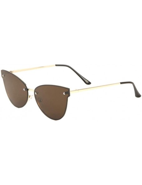 Cat Eye Rimless Stud Flat Cat Eye Sunglasses - Brown - CS197YMXDSK $14.86