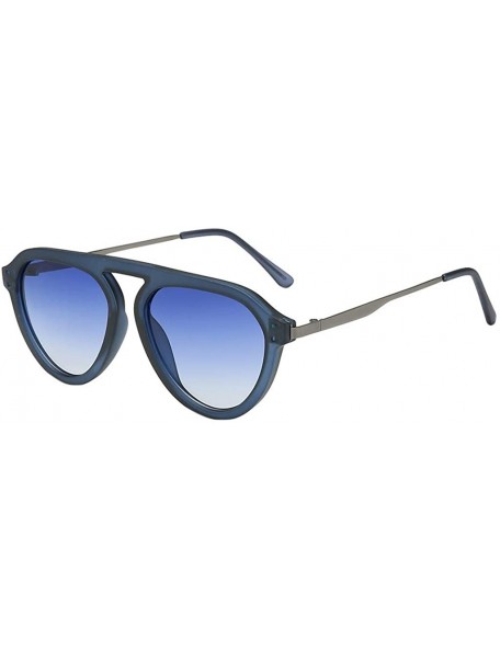 Oversized Big Width Vintage Sunglasses GorNorriss - Blue Lens/Blue Frame - C218QLXE8KY $8.09