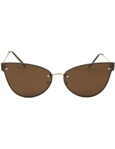 Cat Eye Rimless Stud Flat Cat Eye Sunglasses - Brown - CS197YMXDSK $14.86