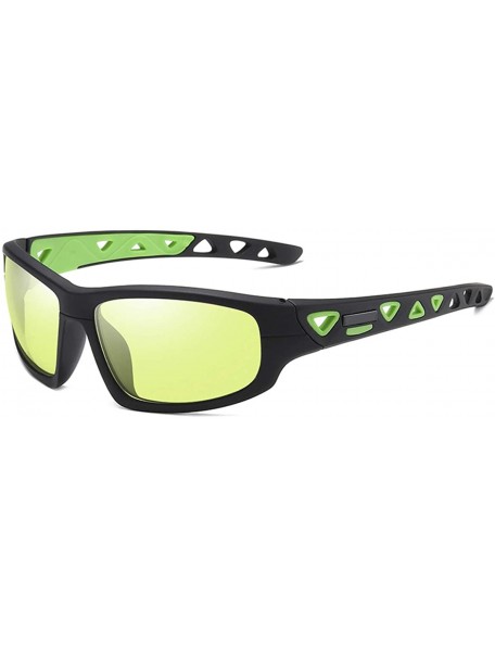 Sport Mens Polarized Photochromic Sports Sunglasses Cycling Sun Glasses Eyewear - Black Green 2 - CF18YM4SUHC $23.66