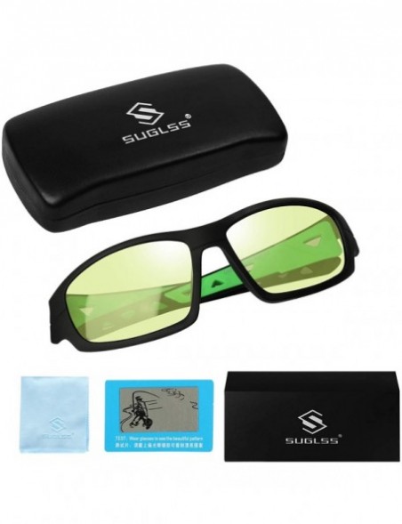 Sport Mens Polarized Photochromic Sports Sunglasses Cycling Sun Glasses Eyewear - Black Green 2 - CF18YM4SUHC $44.09
