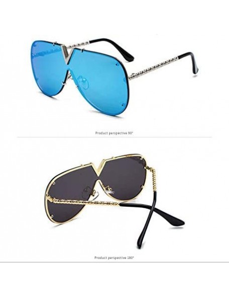Oversized Luxury Sunglasses Men Women V-Shaped Trendy Driving Sunglasses UV400 Eyewear - C1-silver Frame Blue Film - C318XLYW...