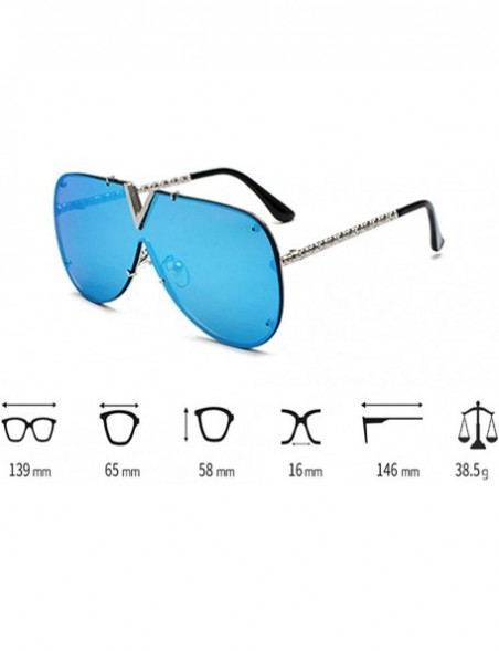 Oversized Luxury Sunglasses Men Women V-Shaped Trendy Driving Sunglasses UV400 Eyewear - C1-silver Frame Blue Film - C318XLYW...