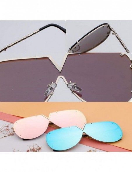 Oversized Luxury Sunglasses Men Women V-Shaped Trendy Driving Sunglasses UV400 Eyewear - C1-silver Frame Blue Film - C318XLYW...