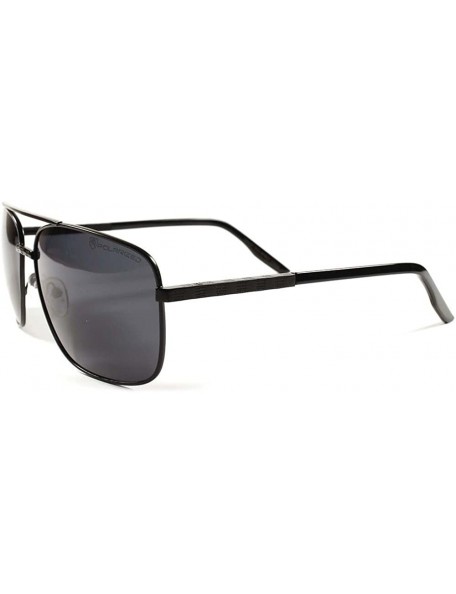 Square High-End Designer Elegant Stylish Mens Womens Metal Square Polarized Sunglasses - Black - CO189AMRRG3 $16.99