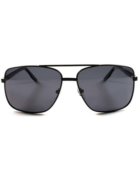 Square High-End Designer Elegant Stylish Mens Womens Metal Square Polarized Sunglasses - Black - CO189AMRRG3 $16.99