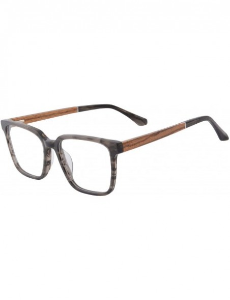 Rectangular Men's Wood Glasses Polarized Myopia Sunglasases-PJ9013 - Black Demi - CG18Z2LQG0K $44.97