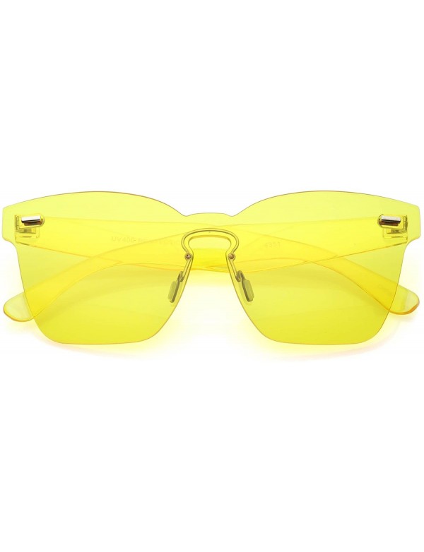 Rimless Oversize Rimless Keyhole Nose Bridge Mono Lens Horn Rimmed Sunglasses 63mm - Yellow - CC18564UO9U $8.03