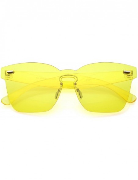Rimless Oversize Rimless Keyhole Nose Bridge Mono Lens Horn Rimmed Sunglasses 63mm - Yellow - CC18564UO9U $8.03