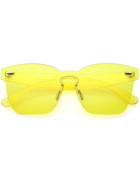 Rimless Oversize Rimless Keyhole Nose Bridge Mono Lens Horn Rimmed Sunglasses 63mm - Yellow - CC18564UO9U $8.03