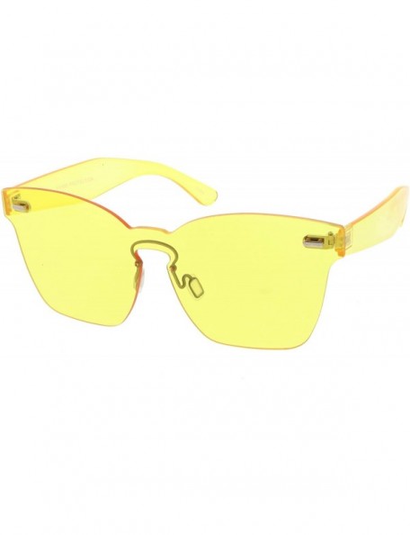 Rimless Oversize Rimless Keyhole Nose Bridge Mono Lens Horn Rimmed Sunglasses 63mm - Yellow - CC18564UO9U $8.03