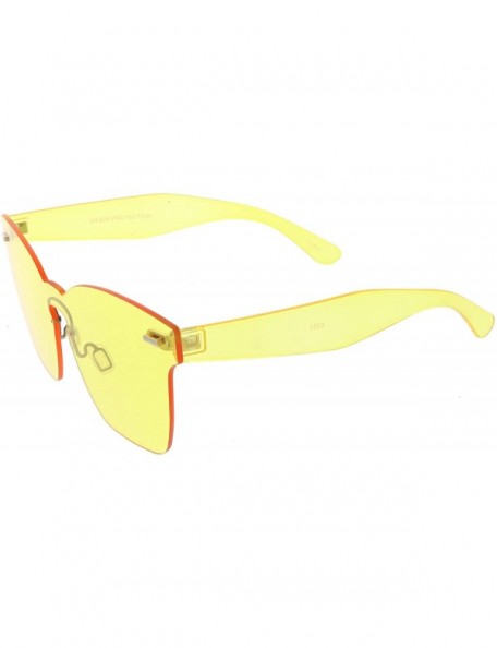 Rimless Oversize Rimless Keyhole Nose Bridge Mono Lens Horn Rimmed Sunglasses 63mm - Yellow - CC18564UO9U $8.03