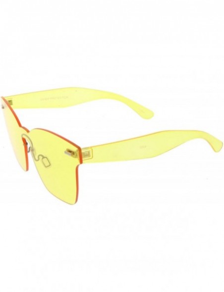 Rimless Oversize Rimless Keyhole Nose Bridge Mono Lens Horn Rimmed Sunglasses 63mm - Yellow - CC18564UO9U $8.03