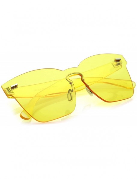 Rimless Oversize Rimless Keyhole Nose Bridge Mono Lens Horn Rimmed Sunglasses 63mm - Yellow - CC18564UO9U $8.03