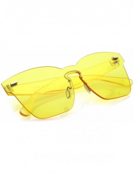 Rimless Oversize Rimless Keyhole Nose Bridge Mono Lens Horn Rimmed Sunglasses 63mm - Yellow - CC18564UO9U $8.03