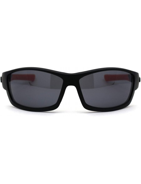 Rectangular Mens Biker Warparound Motorcycle Sunglasses - Matte Black Orange - CU195E6ST33 $14.12