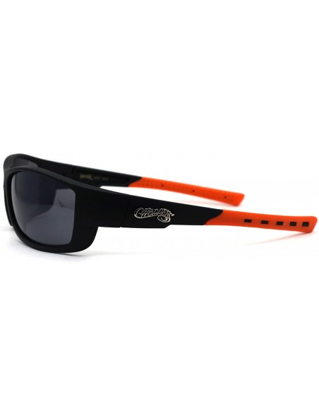 Rectangular Mens Biker Warparound Motorcycle Sunglasses - Matte Black Orange - CU195E6ST33 $14.12