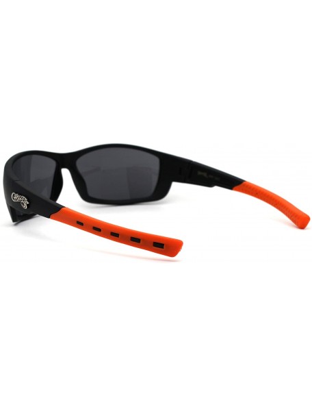 Rectangular Mens Biker Warparound Motorcycle Sunglasses - Matte Black Orange - CU195E6ST33 $14.12