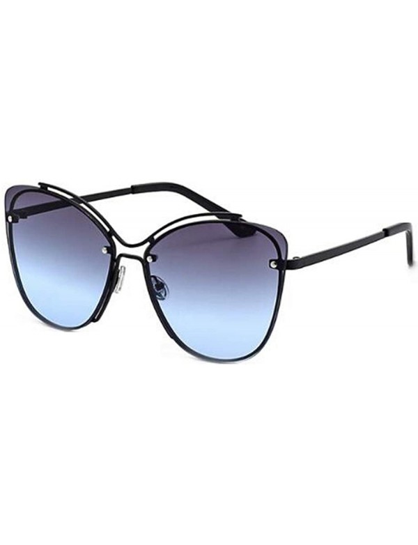 Cat Eye 2019 new sunglasses - rivets double beam sunglasses fashion cat eyes sunglasses ladies - B - CH18S0XAYE5 $43.48