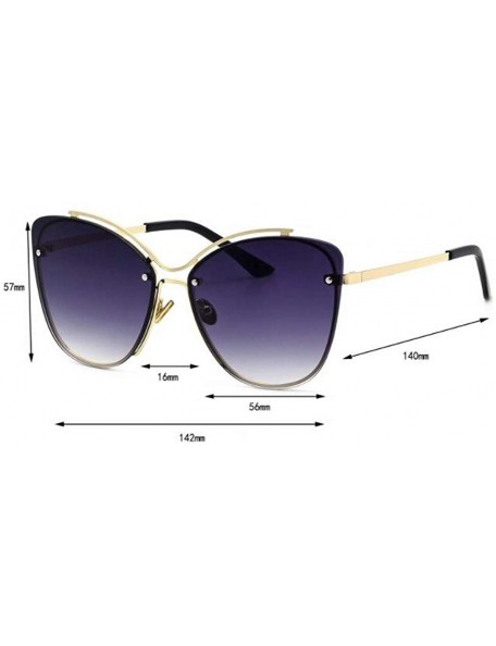 Cat Eye 2019 new sunglasses - rivets double beam sunglasses fashion cat eyes sunglasses ladies - B - CH18S0XAYE5 $43.48