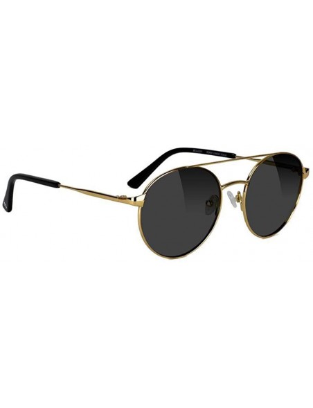 Round Crowder Signature Premium Plus Polarized Sunglasses Gold Frame - CA18OKEM50M $48.72