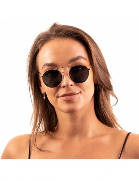Round Crowder Signature Premium Plus Polarized Sunglasses Gold Frame - CA18OKEM50M $48.72