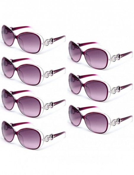 Oversized 7 Packs Vintage Oversized Sunglasses for Women 100% UV Protection Large Eyewear - 7 Pack Gradient Violet - C9196IK4...