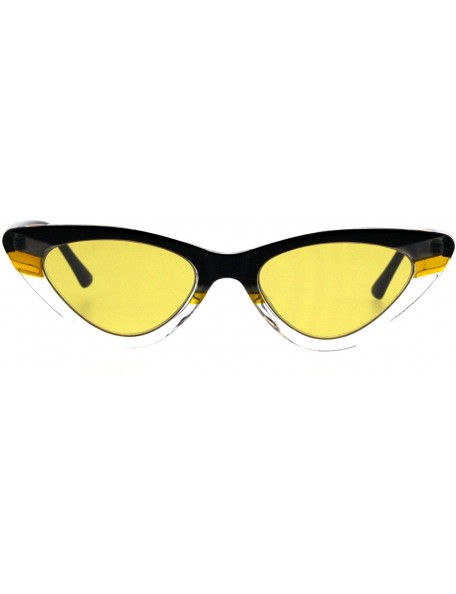 Cat Eye Womens 2-Tone Retro Vintage Cat Eye Gothic Narrow Plastic Sunglasses - Black Yellow - C118H4LNUKM $8.65