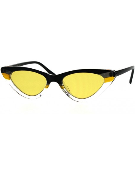 Cat Eye Womens 2-Tone Retro Vintage Cat Eye Gothic Narrow Plastic Sunglasses - Black Yellow - C118H4LNUKM $8.65