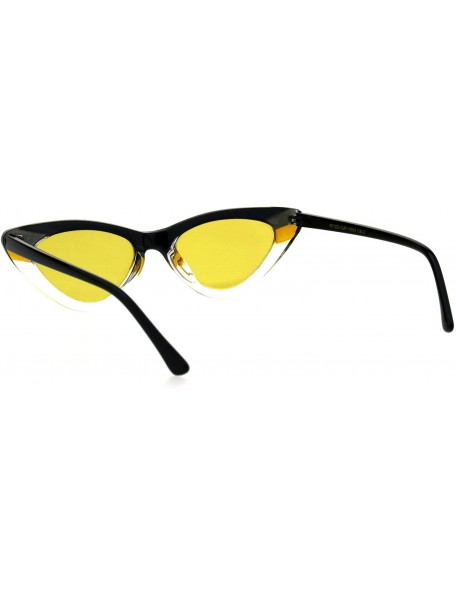 Cat Eye Womens 2-Tone Retro Vintage Cat Eye Gothic Narrow Plastic Sunglasses - Black Yellow - C118H4LNUKM $8.65