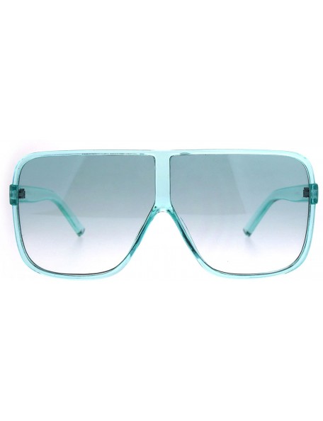 Sport Womens Oversize Mob Color Flat Top Sport Racer Sunglasses - Blue - CN1808S03DW $10.73