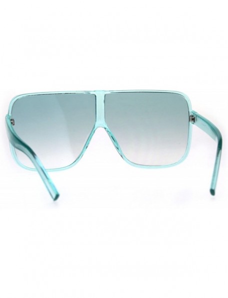 Sport Womens Oversize Mob Color Flat Top Sport Racer Sunglasses - Blue - CN1808S03DW $10.73