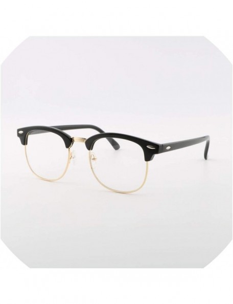 Semi-rimless UV400 Sunglasses WoLuxury Vintage Semi Rimless Brand Designer Mirror Shades - Black Gold Clear - CP18W5EMA8L $43.40