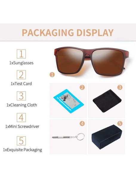 Sport Polarized Sunglasses for Men Women Driving Fishing Mens Sunglasses Rectangular Vintage Sun Glasses - C318WQ527UU $12.66