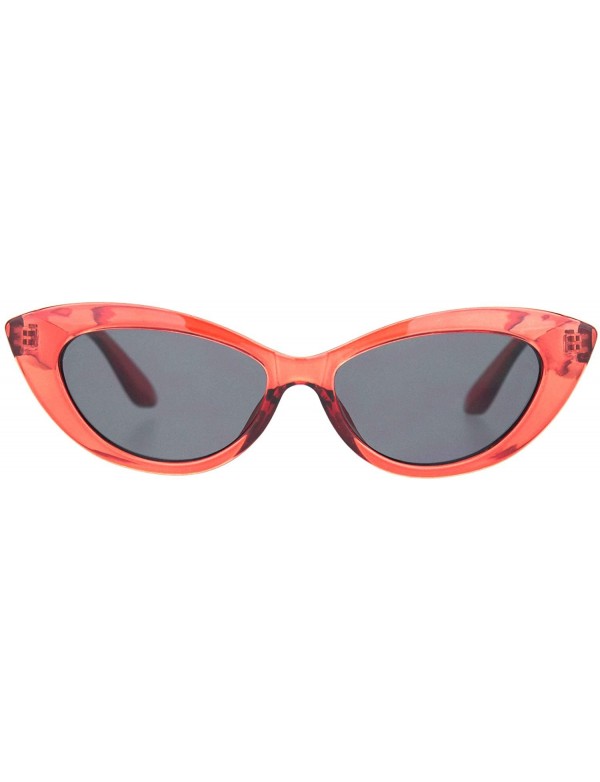 Cat Eye Womens Oval Gothic Mod Cat Eye Plastic Fashion Sunglasses - Red Black - CO18OCXDDXT $8.43