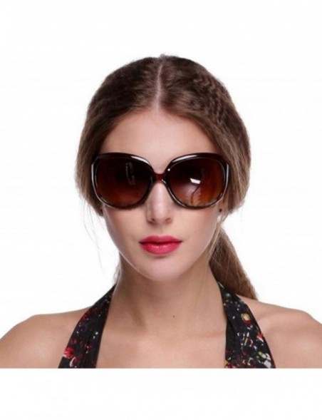 Oval Women Retro Style Anti-UV Sunglasses Big Frame Fashion Sunglasses Sunglasses - Brown - C9196IN5CG5 $10.67