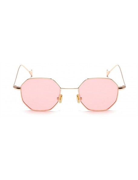 Round Blue Yellow Red Tinted Sunglasses Women Small Frame PolygonVintage Sun Glasses Men Retro - Clear Pink - C0197Y6OKIK $18.93