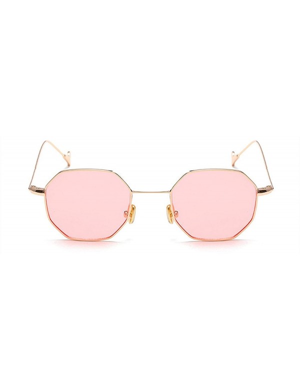 Round Blue Yellow Red Tinted Sunglasses Women Small Frame PolygonVintage Sun Glasses Men Retro - Clear Pink - C0197Y6OKIK $18.93