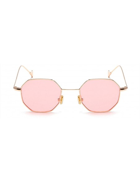 Round Blue Yellow Red Tinted Sunglasses Women Small Frame PolygonVintage Sun Glasses Men Retro - Clear Pink - C0197Y6OKIK $18.93