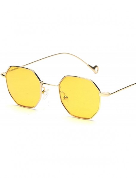 Round Blue Yellow Red Tinted Sunglasses Women Small Frame PolygonVintage Sun Glasses Men Retro - Clear Pink - C0197Y6OKIK $18.93