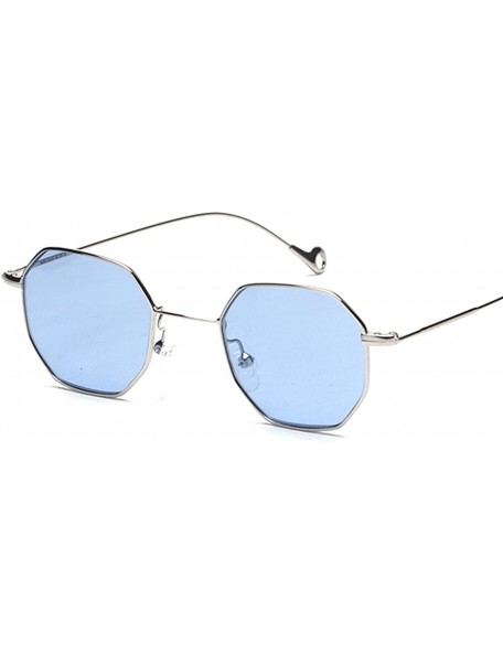 Round Blue Yellow Red Tinted Sunglasses Women Small Frame PolygonVintage Sun Glasses Men Retro - Clear Pink - C0197Y6OKIK $18.93