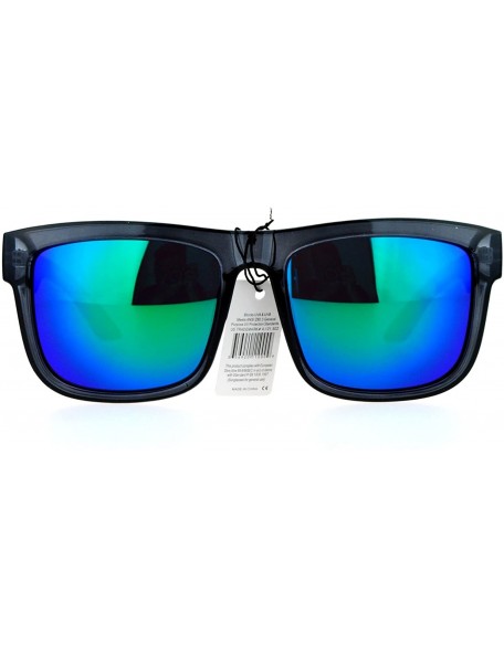 Wayfarer Mens Neon Pop Horn Rim Sport Horned Sunglasses - Slate Teal - CY12EO5Q403 $9.87