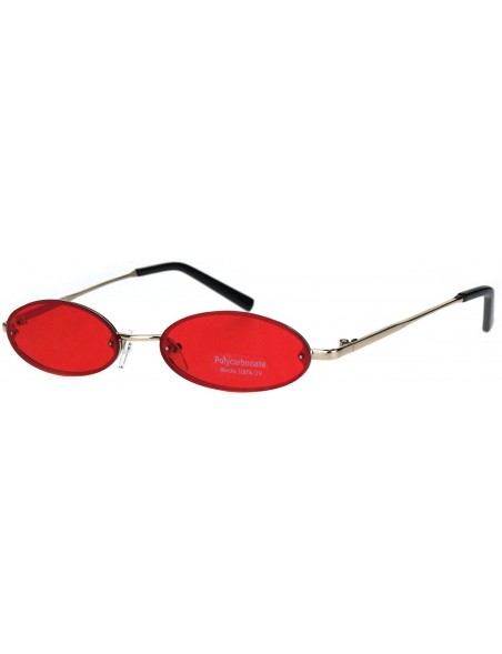 Oval Mens Retro Oval Pimp Color Lens Narrow Exposed Edge Sunglasses - Gold Red - CZ18IR69QQW $11.42