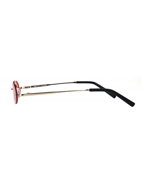 Oval Mens Retro Oval Pimp Color Lens Narrow Exposed Edge Sunglasses - Gold Red - CZ18IR69QQW $11.42