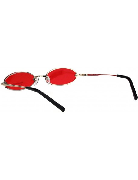 Oval Mens Retro Oval Pimp Color Lens Narrow Exposed Edge Sunglasses - Gold Red - CZ18IR69QQW $11.42