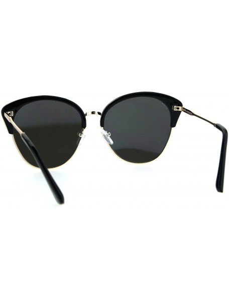 Butterfly Womens Designer Fashion Sunglasses Accent Top Round Butterfly Frame - Black Gold (Silver Mirror) - CV186ZE8RQ8 $11.80