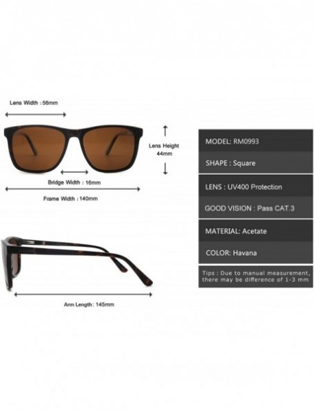 Square Exquisite handicraft eyewear with UV protective polarized lens acetate sunglasses - Havana - C11966IU0GO $19.07