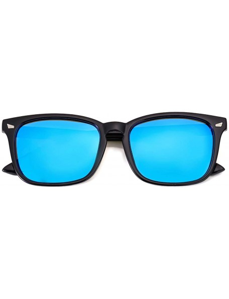 Sport Polarized Sunglasses for Men Women Vintage Square Frame 100% UV Protection Lens - A7 Black/Blue Mirror - CC19483D9AT $3...