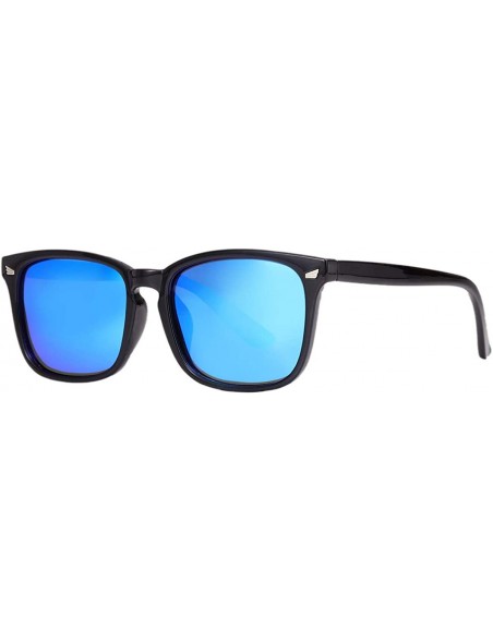 Sport Polarized Sunglasses for Men Women Vintage Square Frame 100% UV Protection Lens - A7 Black/Blue Mirror - CC19483D9AT $1...